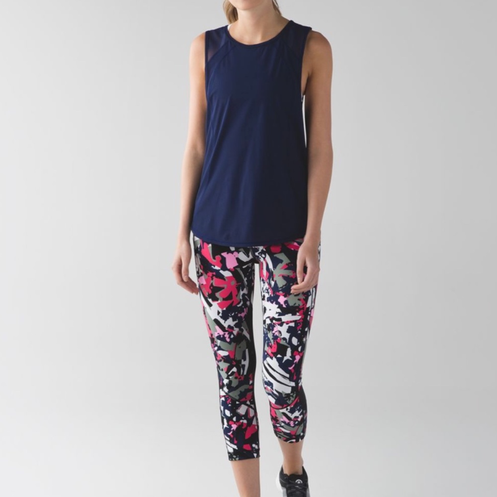8 / EUC Lululemon Pace Rival Crop Leggings Pop Cut Boom Juice Multi / Black